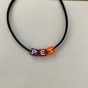 Rainbow square bead colorful choker ‘pet’ faux suede black ddlg / 3 for $15